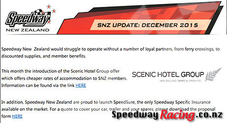 Speedway New Zealand (SNZ) Update – December 2015